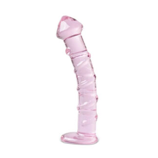 Anal Probes: Textured Pink Glass Dildo Anal Probes: Textured Pink Glass Dildo